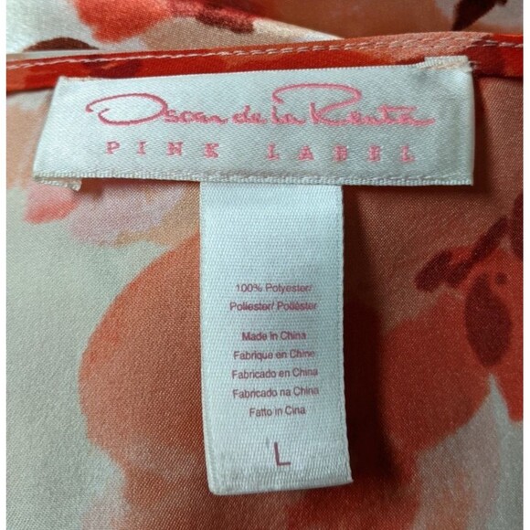 Women's Oscar de la Renta Pink Label Floral Print Ruffle Trim Robe LG - Picture 15 of 16